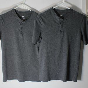 H&M - TWO (2) Henleys Dark Grey XS Men